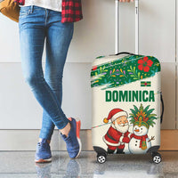Dominica Christmas Luggage Cover with Santa Snowman and Tropical Carnival Headpiece - Wonder Print Shop