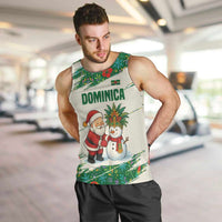Dominica Christmas Men Tank Top with Santa Snowman and Tropical Carnival Headpiece - Wonder Print Shop