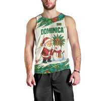 Dominica Christmas Men Tank Top with Santa Snowman and Tropical Carnival Headpiece - Wonder Print Shop