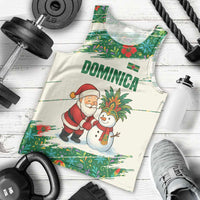 Dominica Christmas Men Tank Top with Santa Snowman and Tropical Carnival Headpiece - Wonder Print Shop