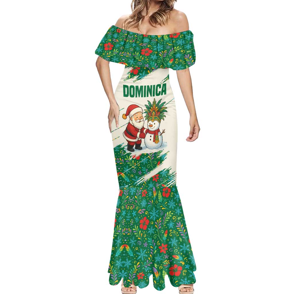 Dominica Christmas Mermaid Dress with Santa Snowman and Tropical Carnival Headpiece - Wonder Print Shop