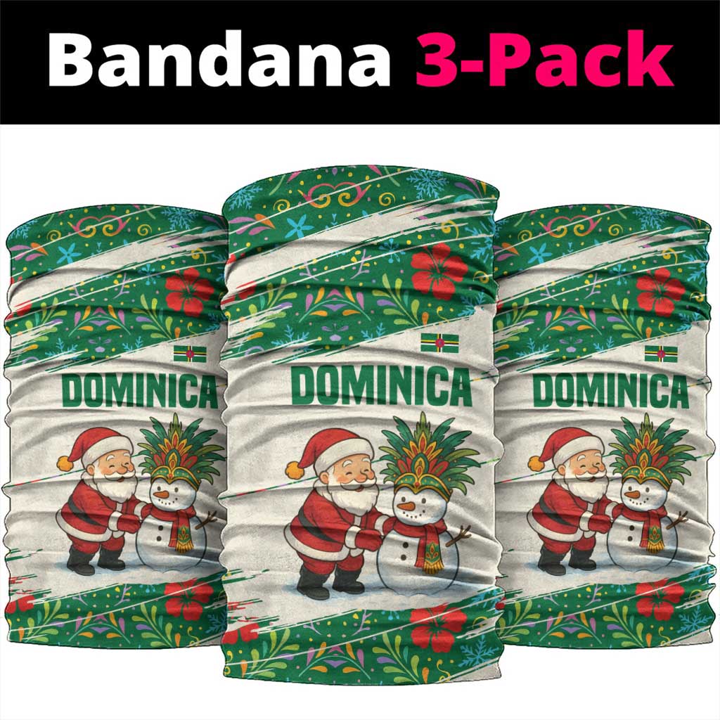 Dominica Christmas Neck Gaiter with Santa Snowman and Tropical Carnival Headpiece - Wonder Print Shop