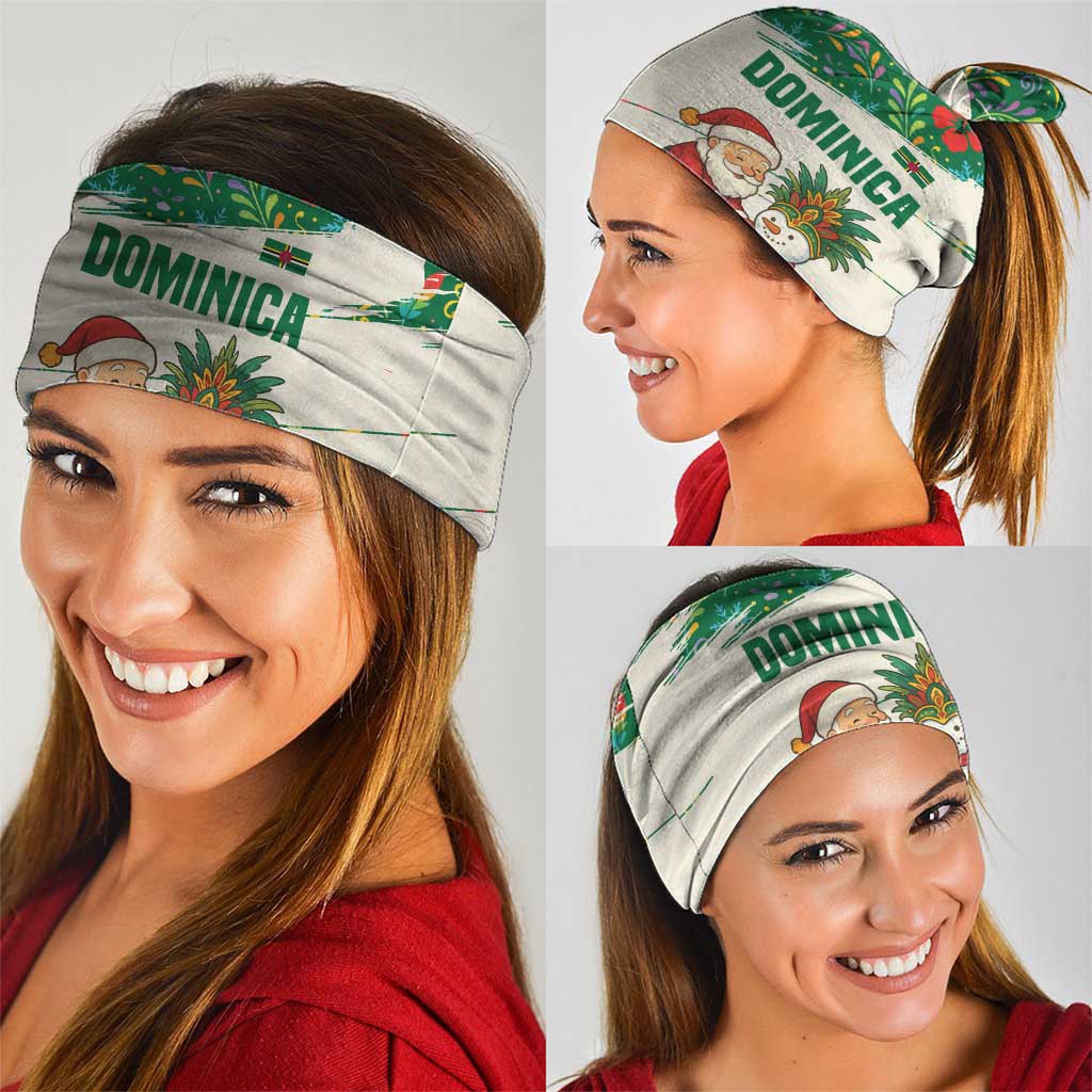 Dominica Christmas Neck Gaiter with Santa Snowman and Tropical Carnival Headpiece - Wonder Print Shop