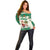 Dominica Christmas Off Shoulder Sweater with Santa Snowman and Tropical Carnival Headpiece - Wonder Print Shop
