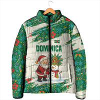 Dominica Christmas Padded Jacket with Santa Snowman and Tropical Carnival Headpiece - Wonder Print Shop
