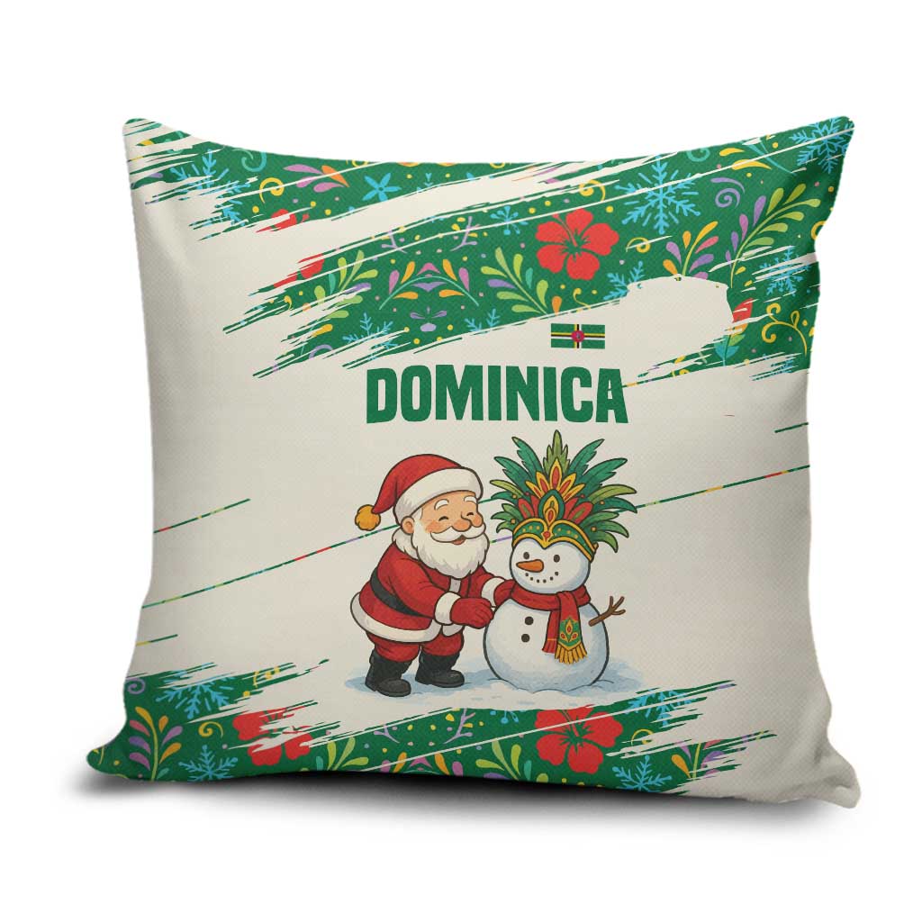 Dominica Christmas Pillow Cover with Santa Snowman and Tropical Carnival Headpiece - Wonder Print Shop