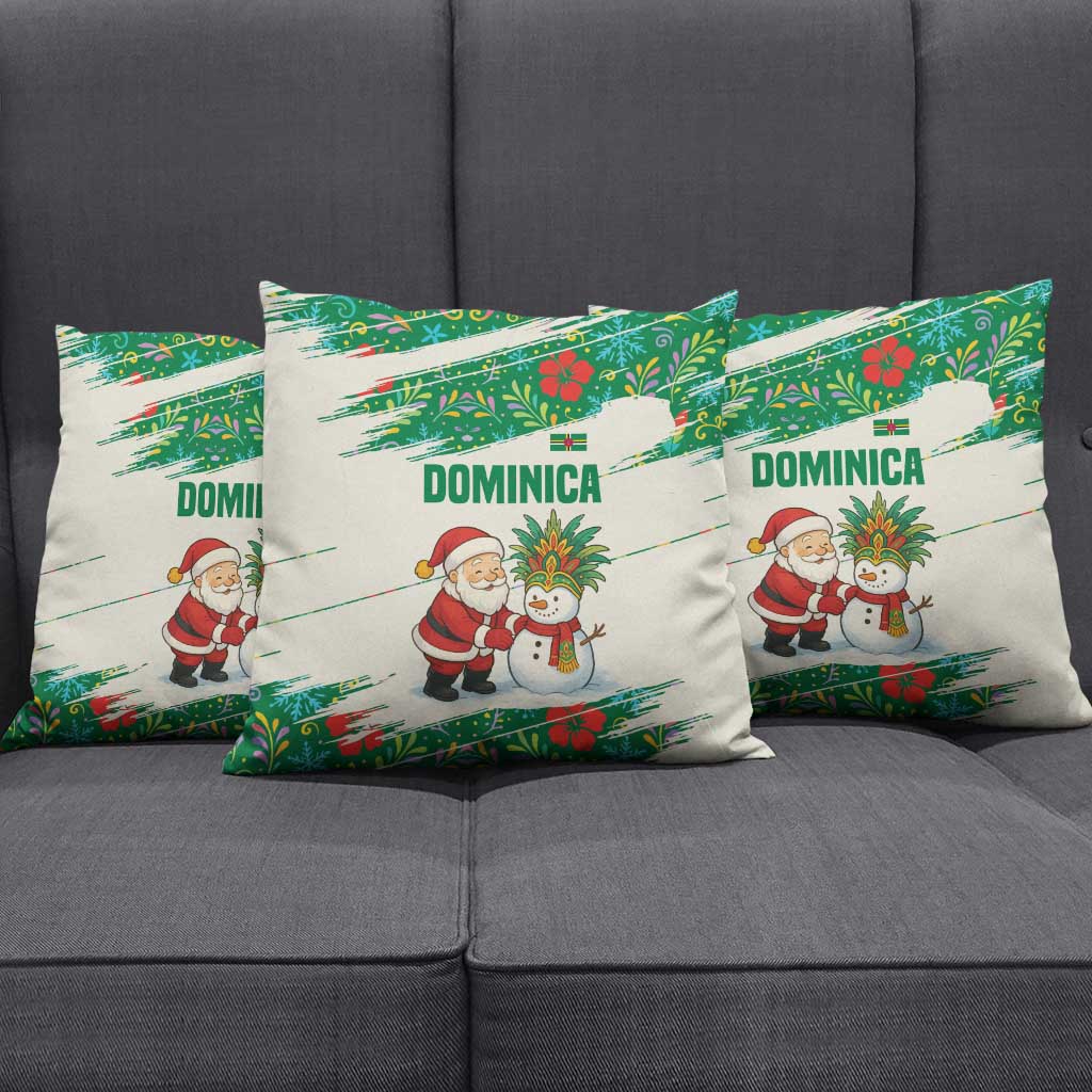 Dominica Christmas Pillow Cover with Santa Snowman and Tropical Carnival Headpiece - Wonder Print Shop