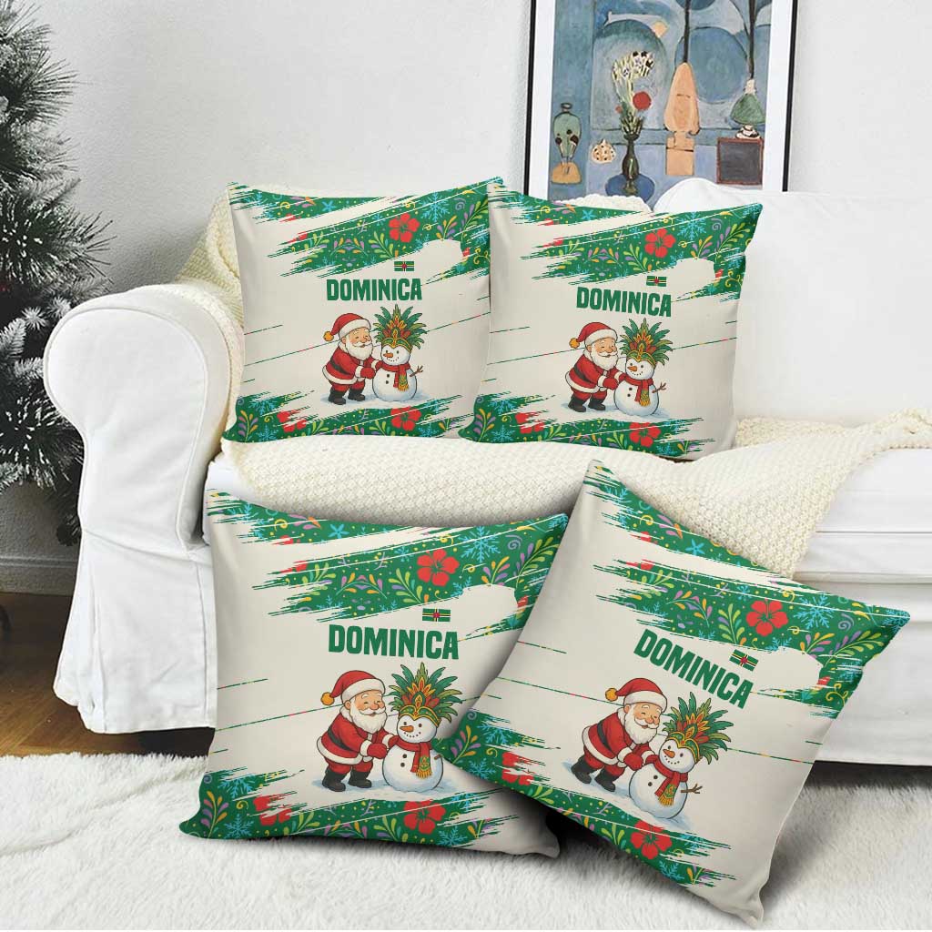Dominica Christmas Pillow Cover with Santa Snowman and Tropical Carnival Headpiece - Wonder Print Shop