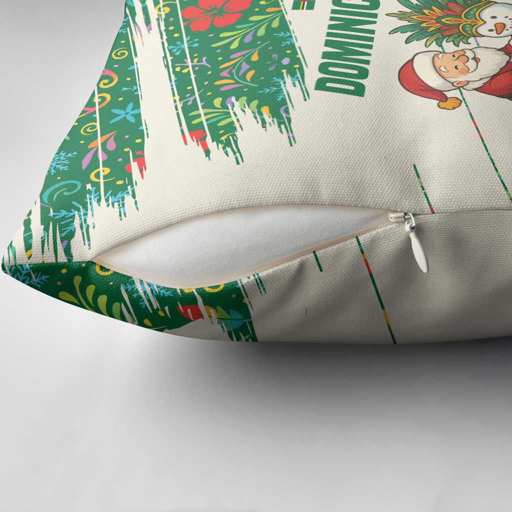 Dominica Christmas Pillow Cover with Santa Snowman and Tropical Carnival Headpiece - Wonder Print Shop