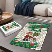 Dominica Christmas Puzzle with Santa Snowman and Tropical Carnival Headpiece - Wonder Print Shop