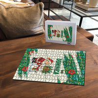 Dominica Christmas Puzzle with Santa Snowman and Tropical Carnival Headpiece - Wonder Print Shop