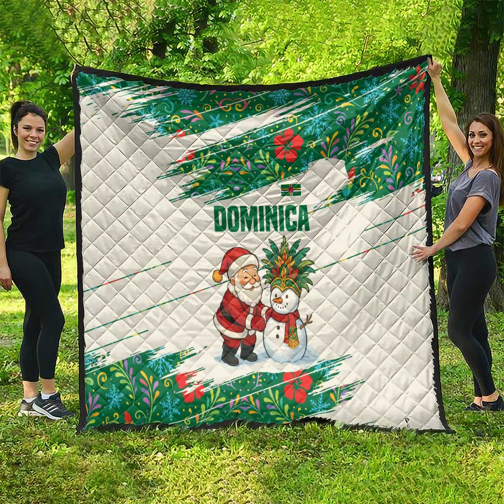 Dominica Christmas Quilt with Santa Snowman and Tropical Carnival Headpiece - Wonder Print Shop