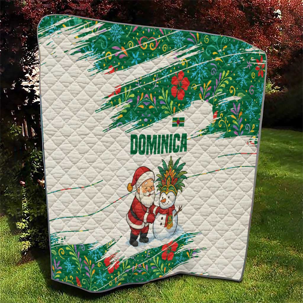 Dominica Christmas Quilt with Santa Snowman and Tropical Carnival Headpiece - Wonder Print Shop