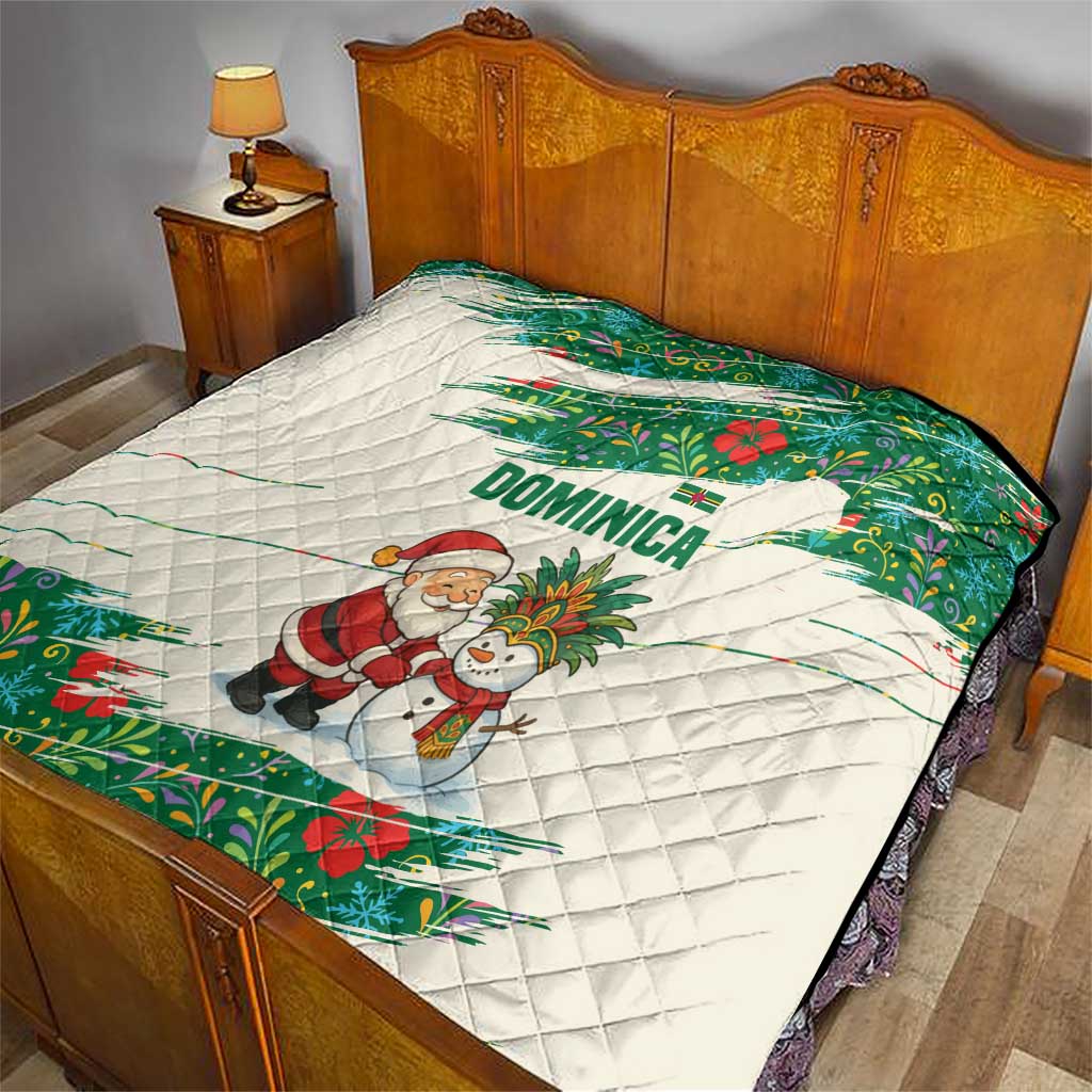 Dominica Christmas Quilt with Santa Snowman and Tropical Carnival Headpiece - Wonder Print Shop