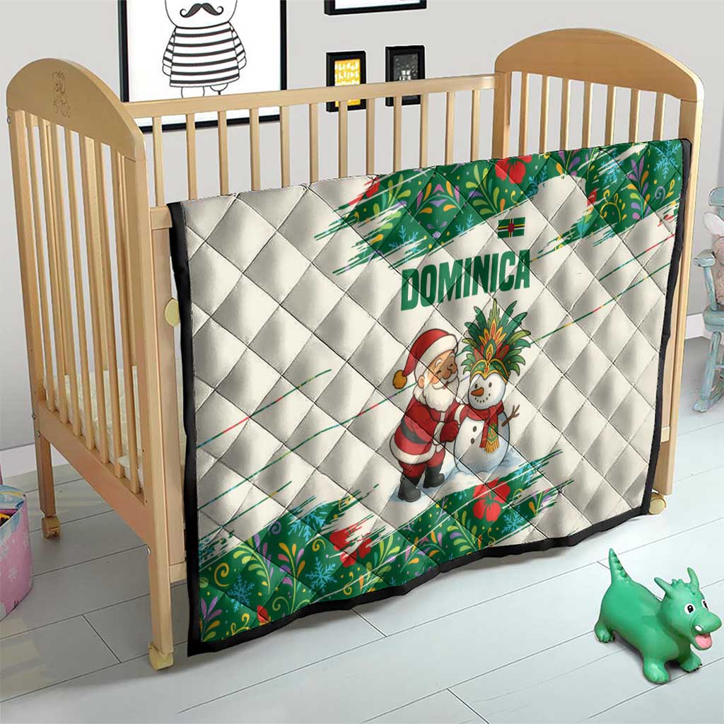 Dominica Christmas Quilt with Santa Snowman and Tropical Carnival Headpiece - Wonder Print Shop