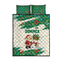 Dominica Christmas Quilt Bed Set with Santa Snowman and Tropical Carnival Headpiece - Wonder Print Shop