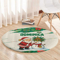 Dominica Christmas Round Carpet with Santa Snowman and Tropical Carnival Headpiece - Wonder Print Shop