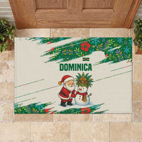 Dominica Christmas Rubber Doormat with Santa Snowman and Tropical Carnival Headpiece - Wonder Print Shop
