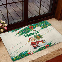 Dominica Christmas Rubber Doormat with Santa Snowman and Tropical Carnival Headpiece - Wonder Print Shop