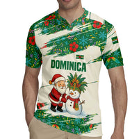 Dominica Christmas Rugby Jersey with Santa Snowman and Tropical Carnival Headpiece - Wonder Print Shop