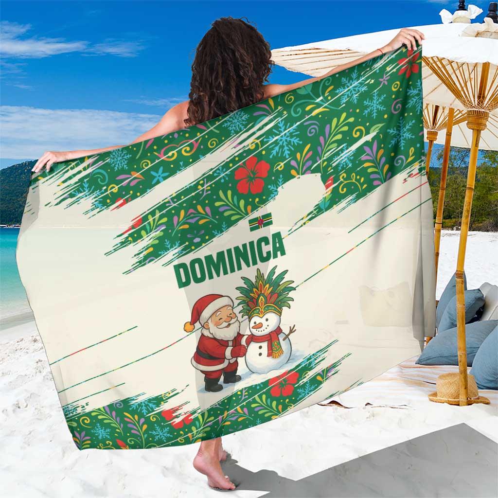 Dominica Christmas Sarong with Santa Snowman and Tropical Carnival Headpiece - Wonder Print Shop