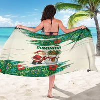 Dominica Christmas Sarong with Santa Snowman and Tropical Carnival Headpiece - Wonder Print Shop