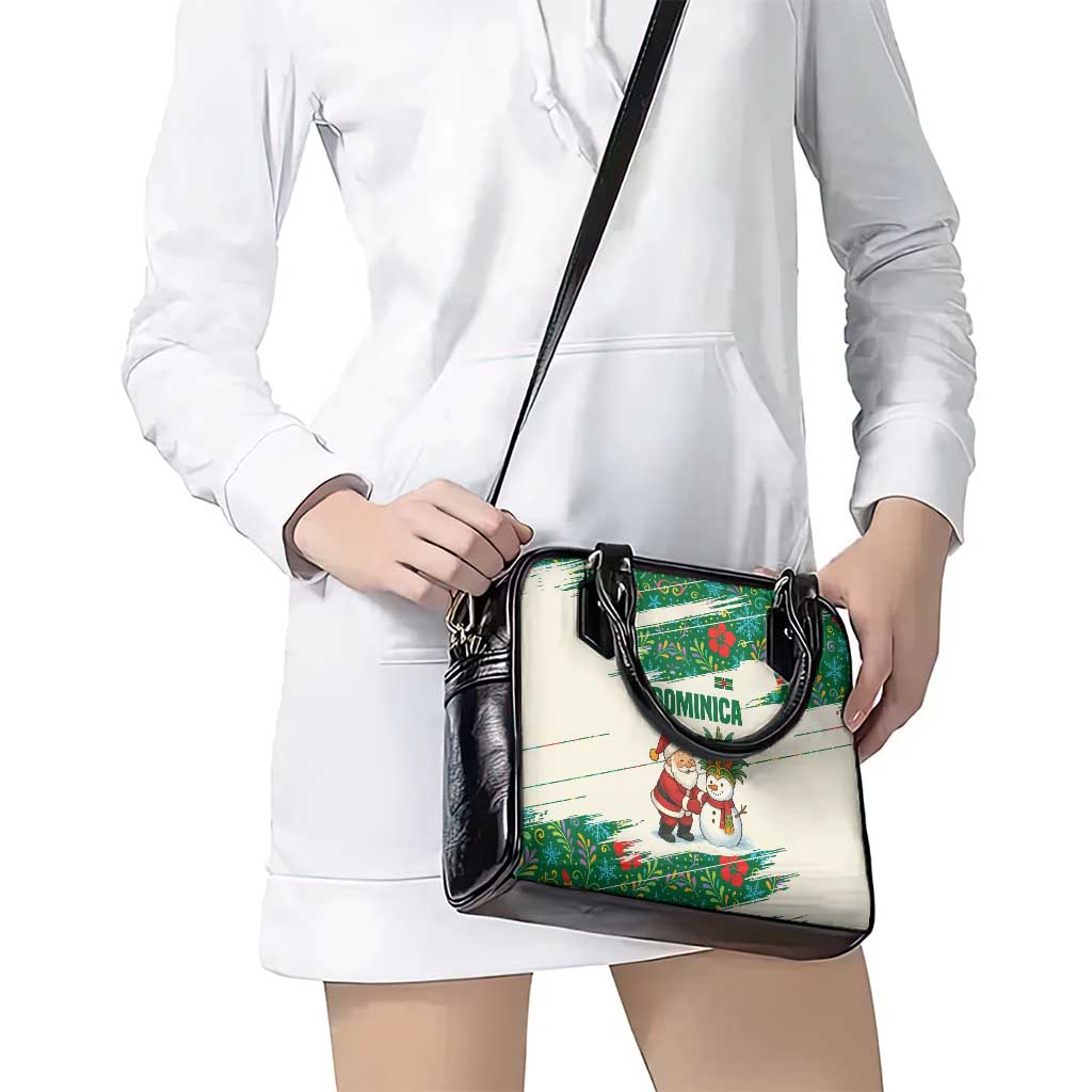 Dominica Christmas Shoulder Handbag with Santa Snowman and Tropical Carnival Headpiece - Wonder Print Shop