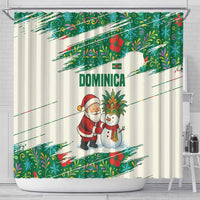 Dominica Christmas Shower Curtain with Santa Snowman and Tropical Carnival Headpiece - Wonder Print Shop