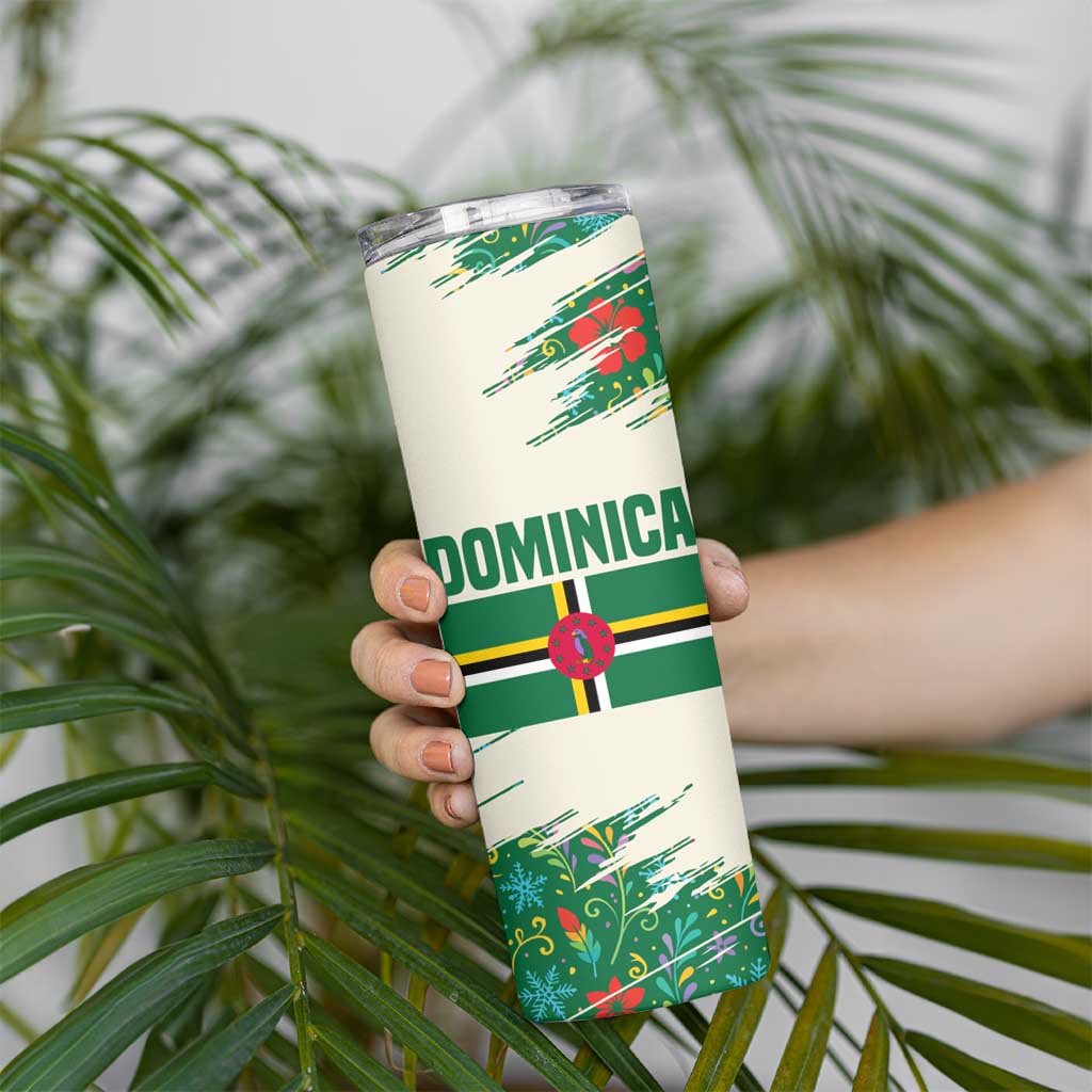 Dominica Christmas Skinny Tumbler with Santa Snowman and Tropical Carnival Headpiece - Wonder Print Shop