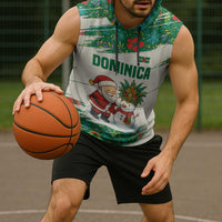 Dominica Christmas Sleeveless Hoodie with Santa Snowman and Tropical Carnival Headpiece - Wonder Print Shop