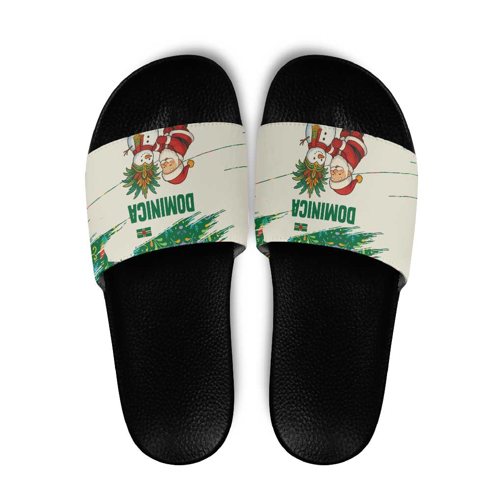Dominica Christmas Slide Sandals with Santa Snowman and Tropical Carnival Headpiece - Wonder Print Shop