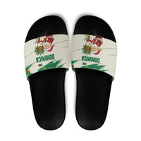 Dominica Christmas Slide Sandals with Santa Snowman and Tropical Carnival Headpiece - Wonder Print Shop