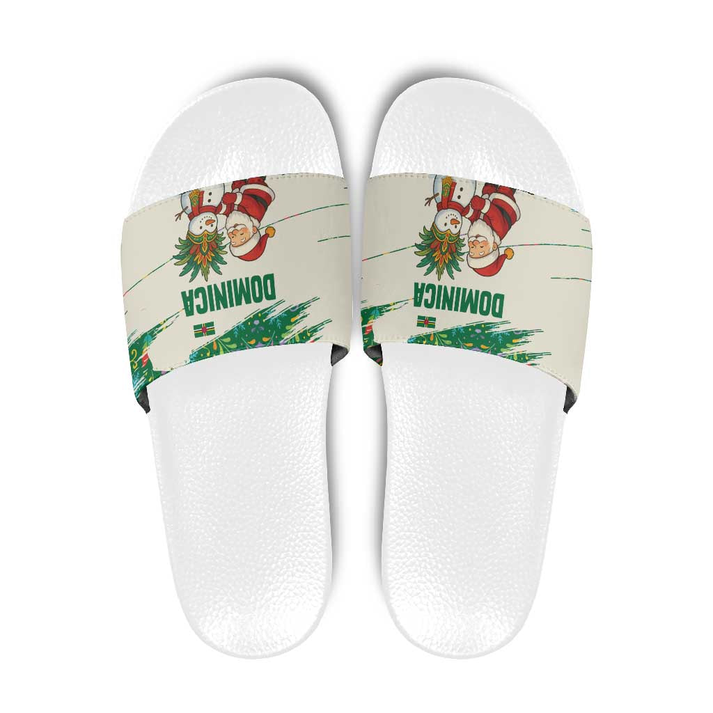 Dominica Christmas Slide Sandals with Santa Snowman and Tropical Carnival Headpiece - Wonder Print Shop