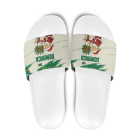 Dominica Christmas Slide Sandals with Santa Snowman and Tropical Carnival Headpiece - Wonder Print Shop