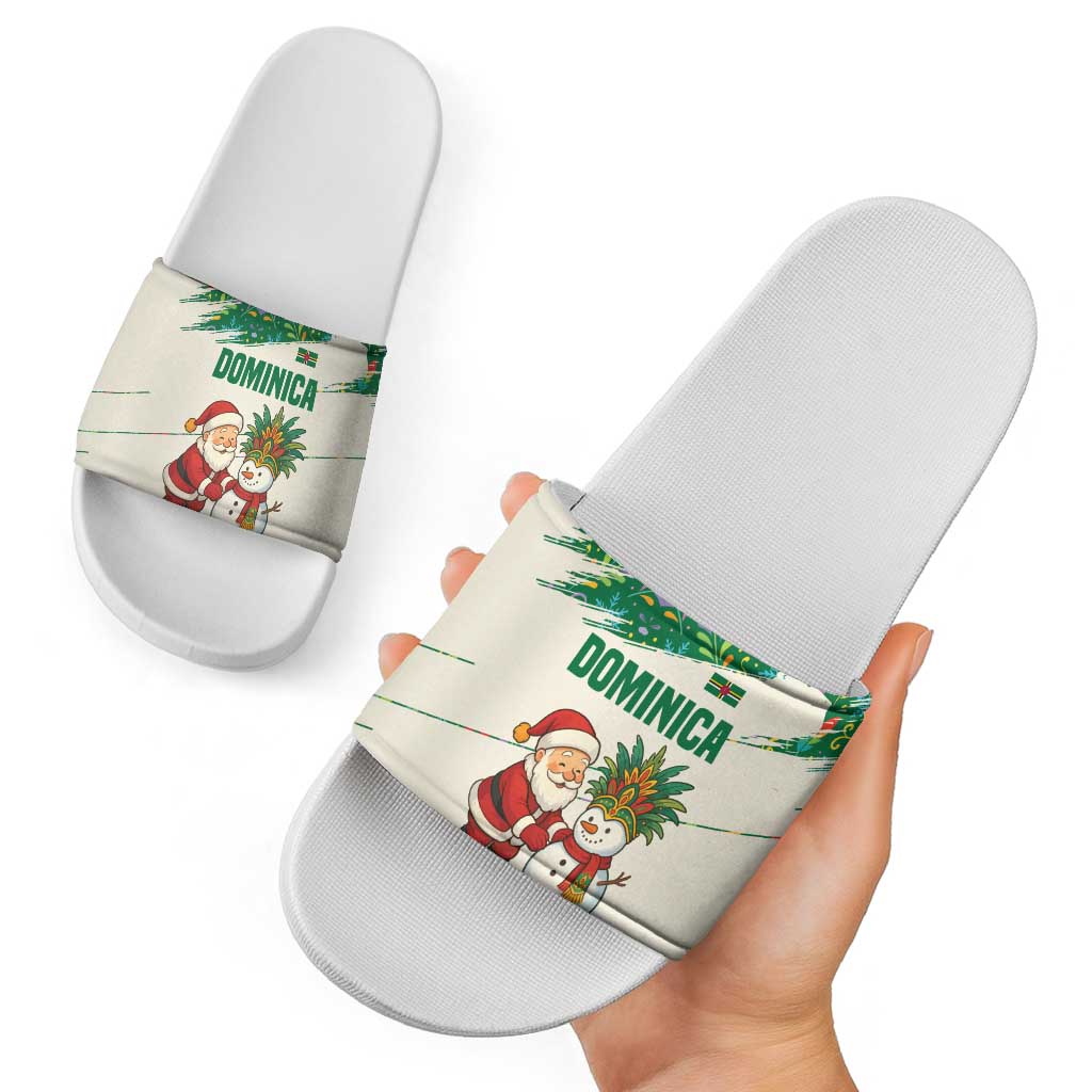 Dominica Christmas Slide Sandals with Santa Snowman and Tropical Carnival Headpiece - Wonder Print Shop