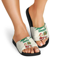 Dominica Christmas Slide Sandals with Santa Snowman and Tropical Carnival Headpiece - Wonder Print Shop
