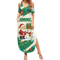 Dominica Christmas Summer Maxi Dress with Santa Snowman and Tropical Carnival Headpiece - Wonder Print Shop