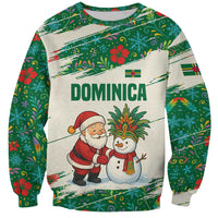 Dominica Christmas Sweatshirt with Santa Snowman and Tropical Carnival Headpiece - Wonder Print Shop