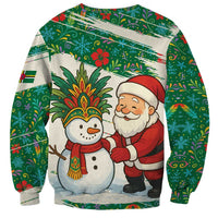 Dominica Christmas Sweatshirt with Santa Snowman and Tropical Carnival Headpiece - Wonder Print Shop