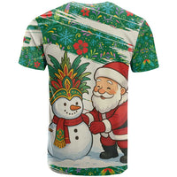 Dominica Christmas T Shirt with Santa Snowman and Tropical Carnival Headpiece - Wonder Print Shop