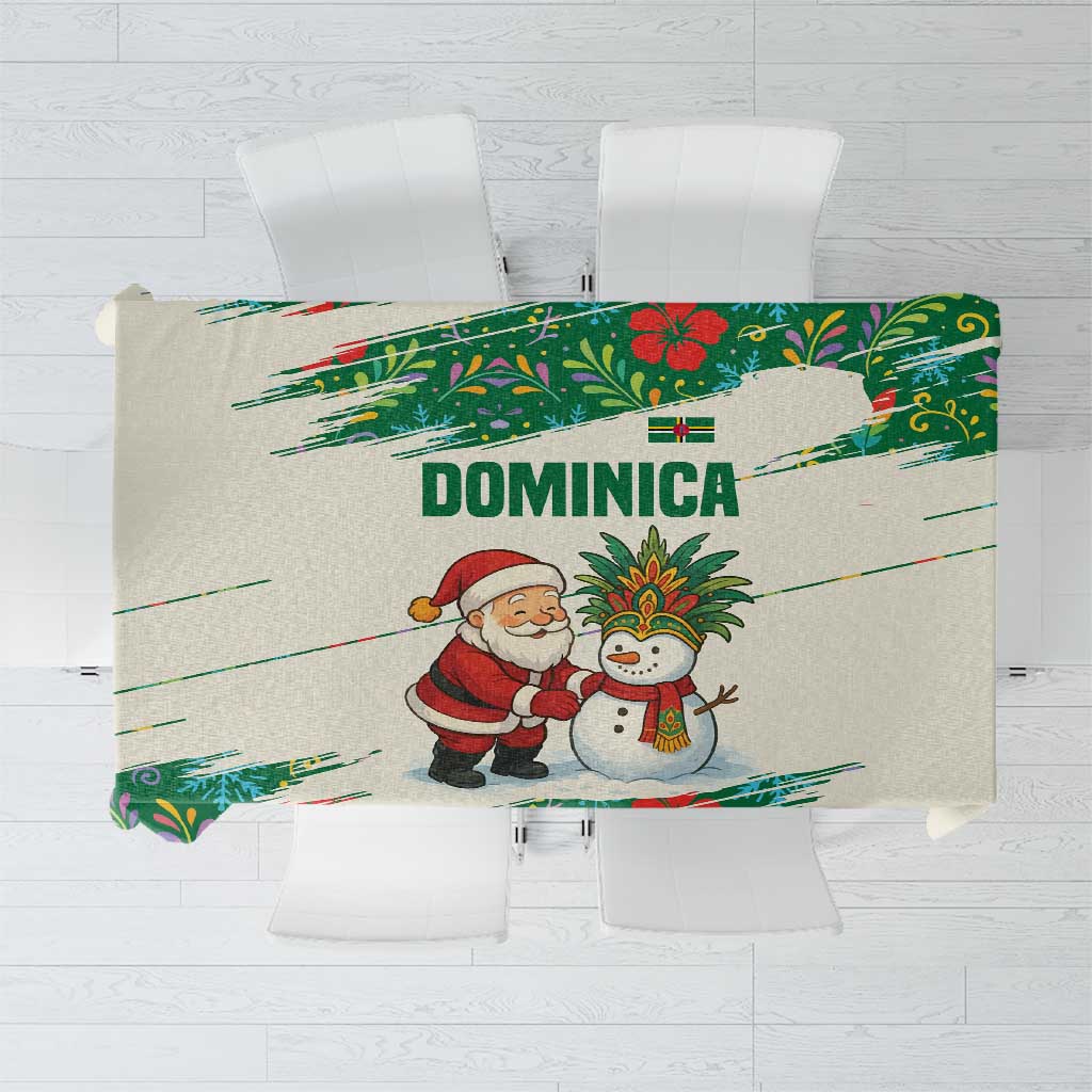 Dominica Christmas Tablecloth with Santa Snowman and Tropical Carnival Headpiece - Wonder Print Shop