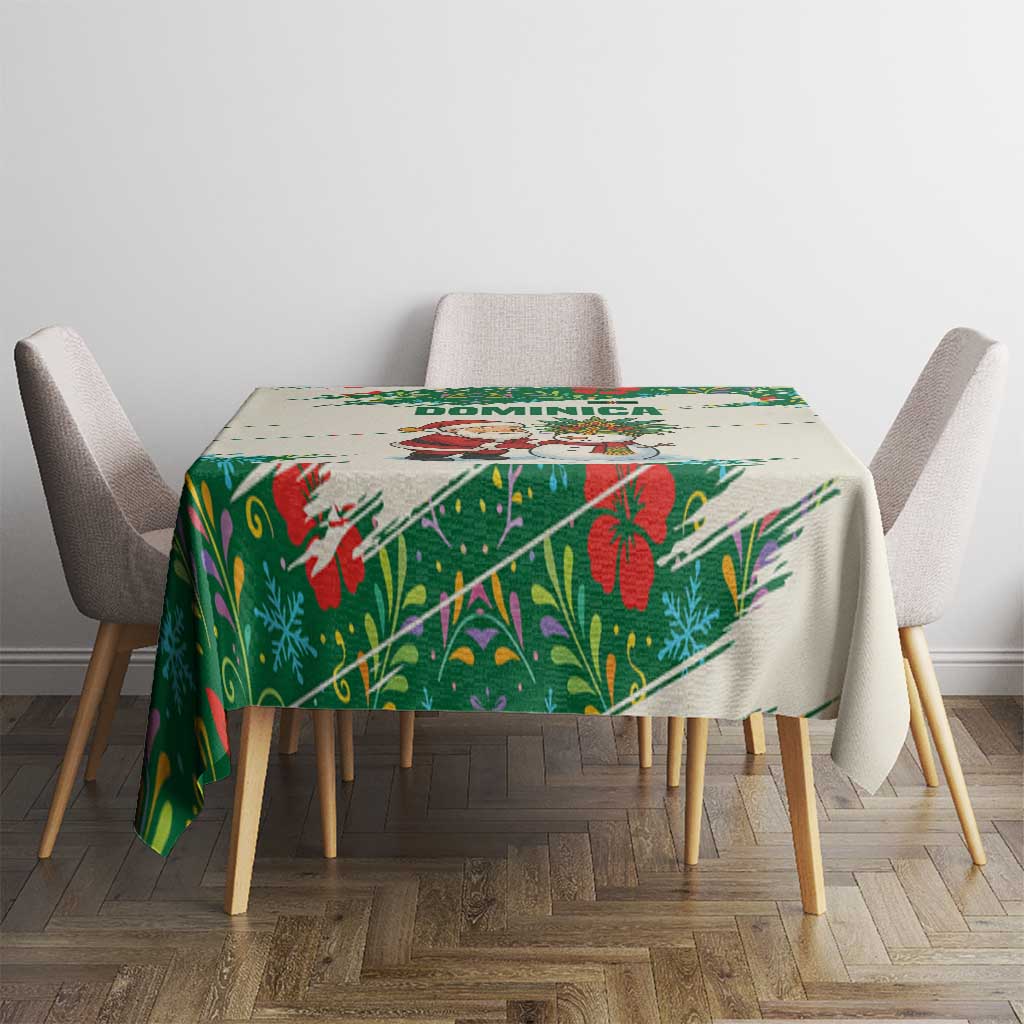 Dominica Christmas Tablecloth with Santa Snowman and Tropical Carnival Headpiece - Wonder Print Shop