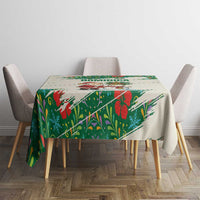 Dominica Christmas Tablecloth with Santa Snowman and Tropical Carnival Headpiece - Wonder Print Shop