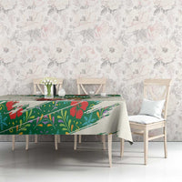 Dominica Christmas Tablecloth with Santa Snowman and Tropical Carnival Headpiece - Wonder Print Shop