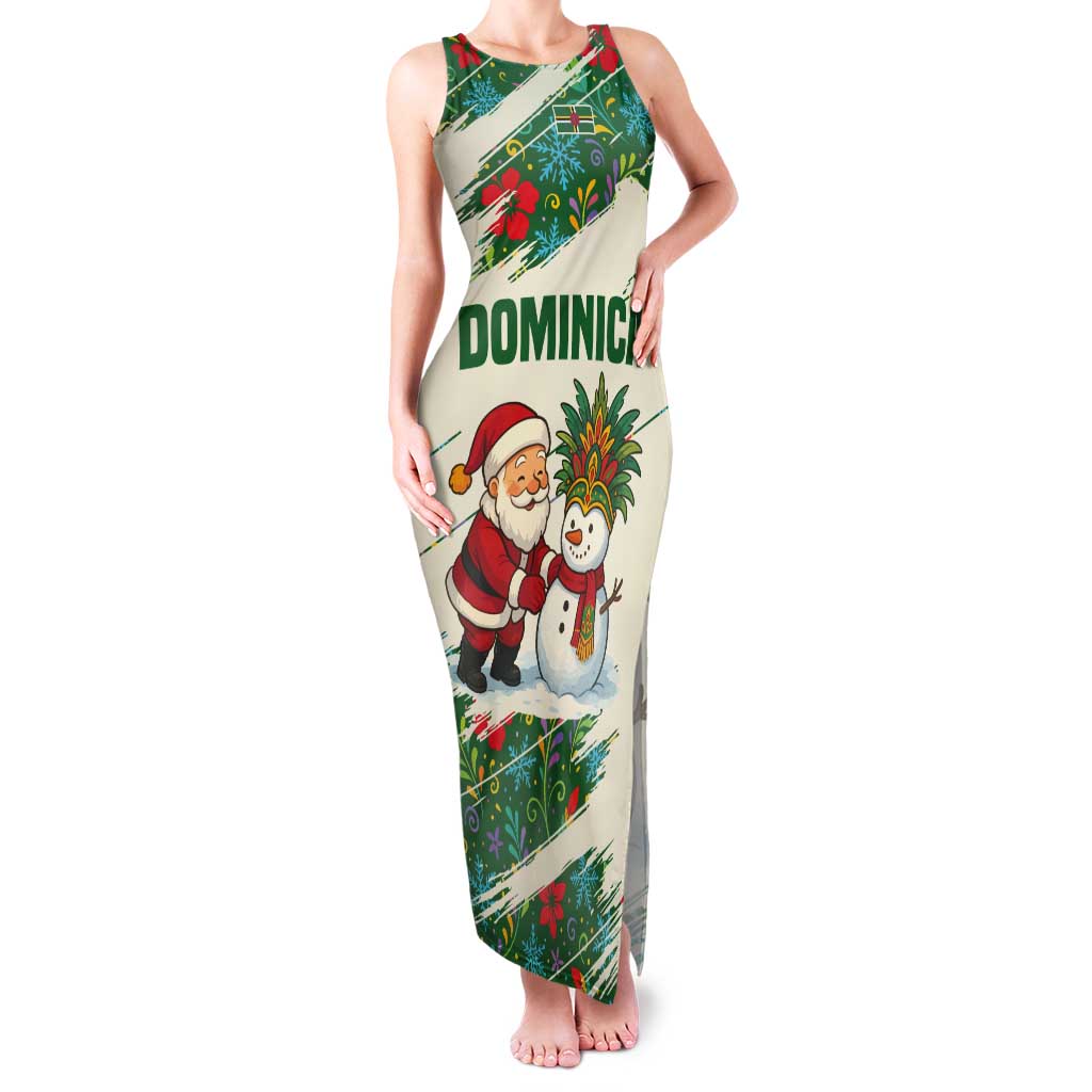 Dominica Christmas Tank Maxi Dress with Santa Snowman and Tropical Carnival Headpiece - Wonder Print Shop