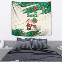 Dominica Christmas Tapestry with Santa Snowman and Tropical Carnival Headpiece - Wonder Print Shop