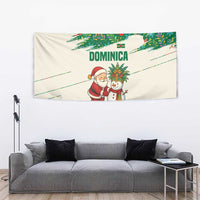 Dominica Christmas Tapestry with Santa Snowman and Tropical Carnival Headpiece - Wonder Print Shop