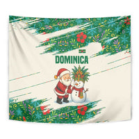 Dominica Christmas Tapestry with Santa Snowman and Tropical Carnival Headpiece - Wonder Print Shop