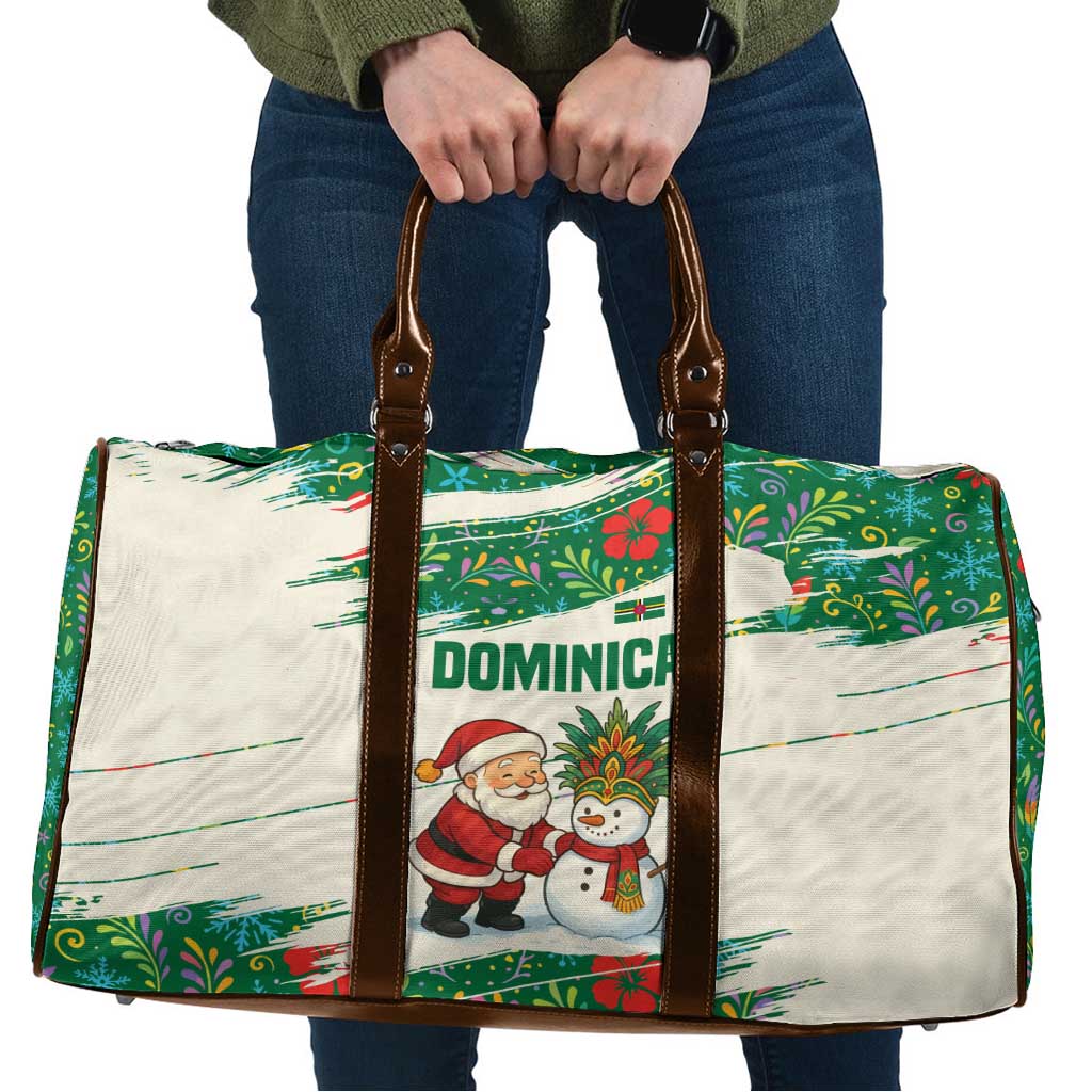 Dominica Christmas Travel Bag with Santa Snowman and Tropical Carnival Headpiece - Wonder Print Shop