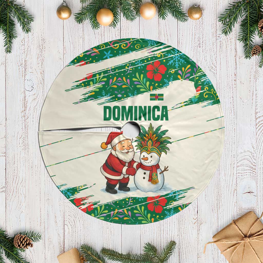 Dominica Christmas Tree Skirt with Santa Snowman and Tropical Carnival Headpiece - Wonder Print Shop